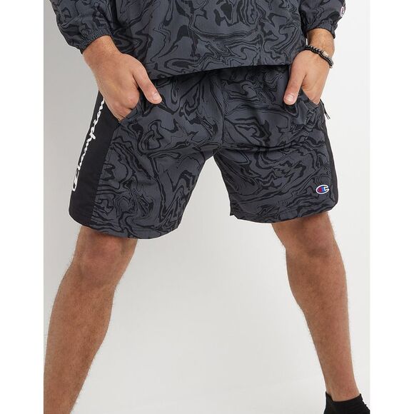 Champion Mens Hybrid Shorts, Black Marble, 7" Liquid Stealth/Black-XL - Picture 1 of 4